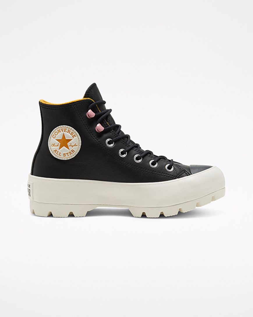 Converse Chuck Taylor All Star Lugged Vinter Høye Sko Dame Svarte Gul | 407IQJGHL