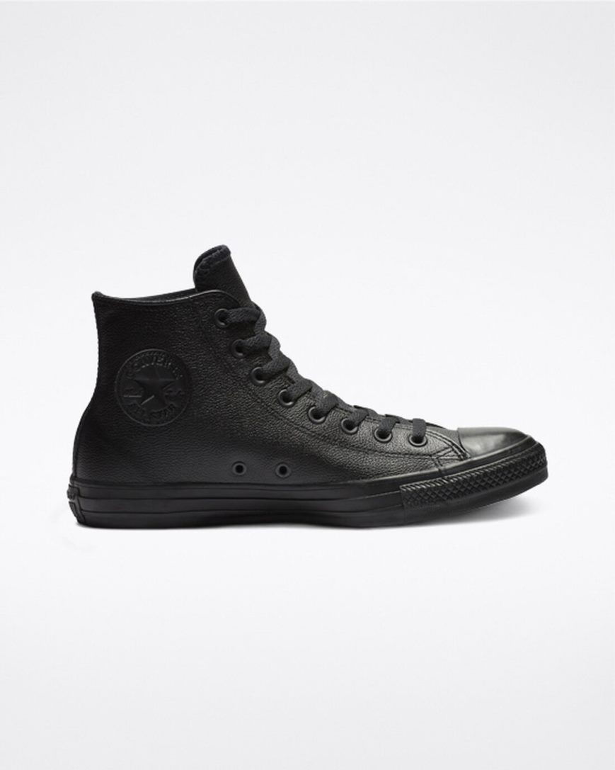 Converse Chuck Taylor All Star Lær Høye Sko Dame Svarte | 134SRUWNM