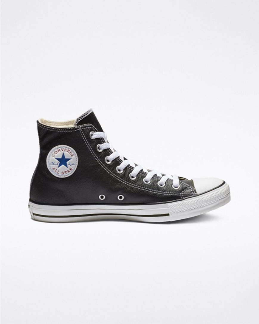 Converse Chuck Taylor All Star Lær Høye Sko Herre Svarte | 480LSOYPD