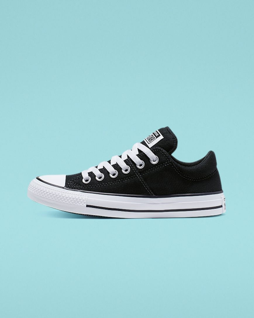 Converse Chuck Taylor All Star Madison Lave Sko Dame Svarte Hvite Svarte | 486FKWYMB