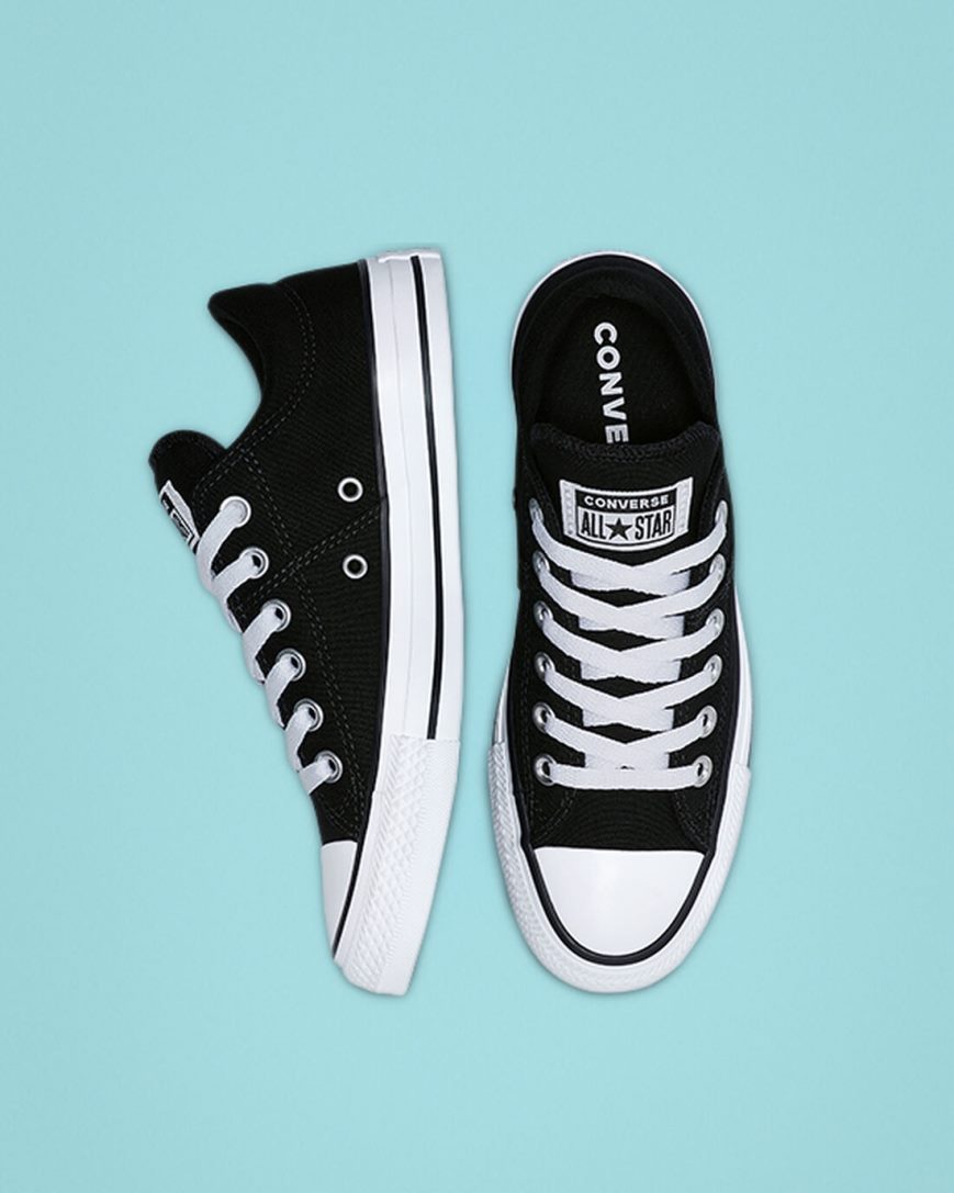 Converse Chuck Taylor All Star Madison Lave Sko Dame Svarte Hvite Svarte | 486FKWYMB