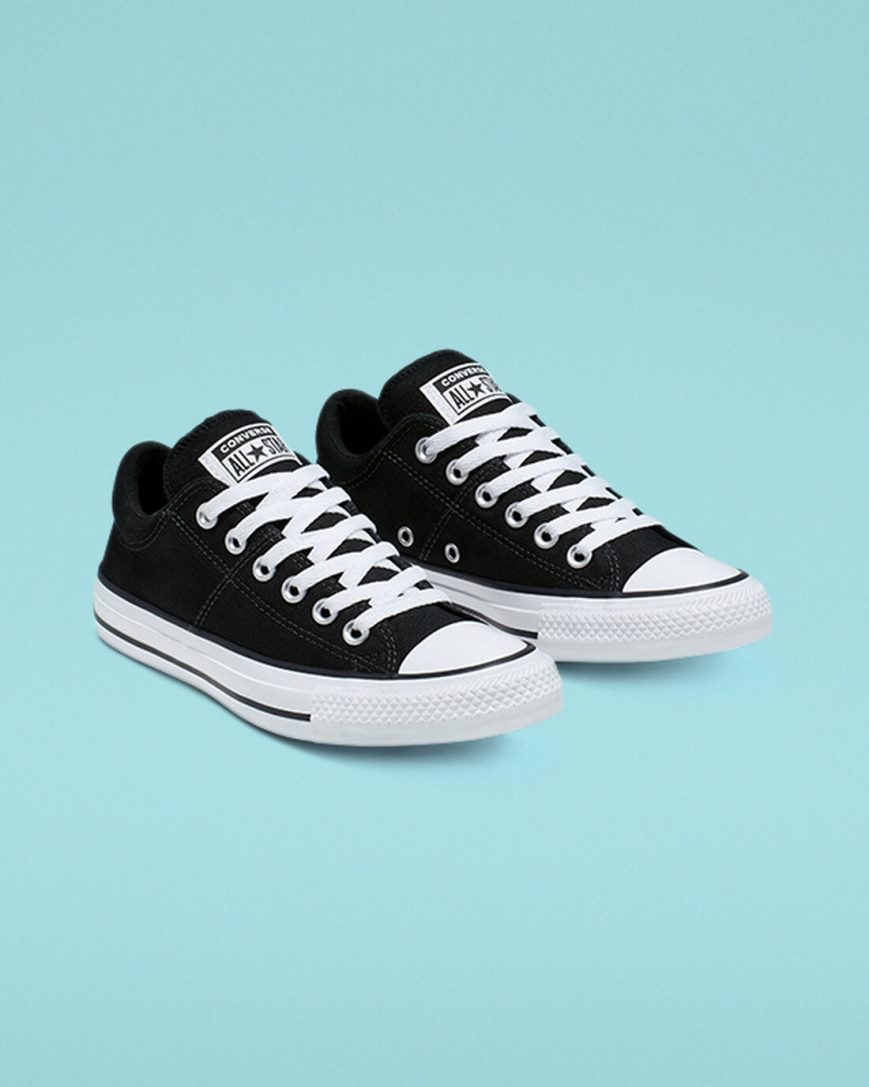Converse Chuck Taylor All Star Madison Lave Sko Dame Svarte Hvite Svarte | 486FKWYMB