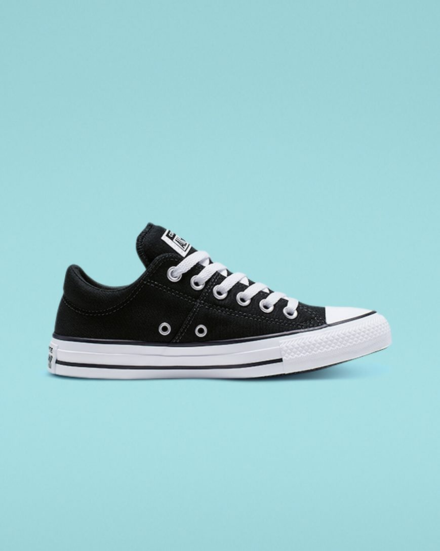 Converse Chuck Taylor All Star Madison Lave Sko Dame Svarte Hvite Svarte | 486FKWYMB