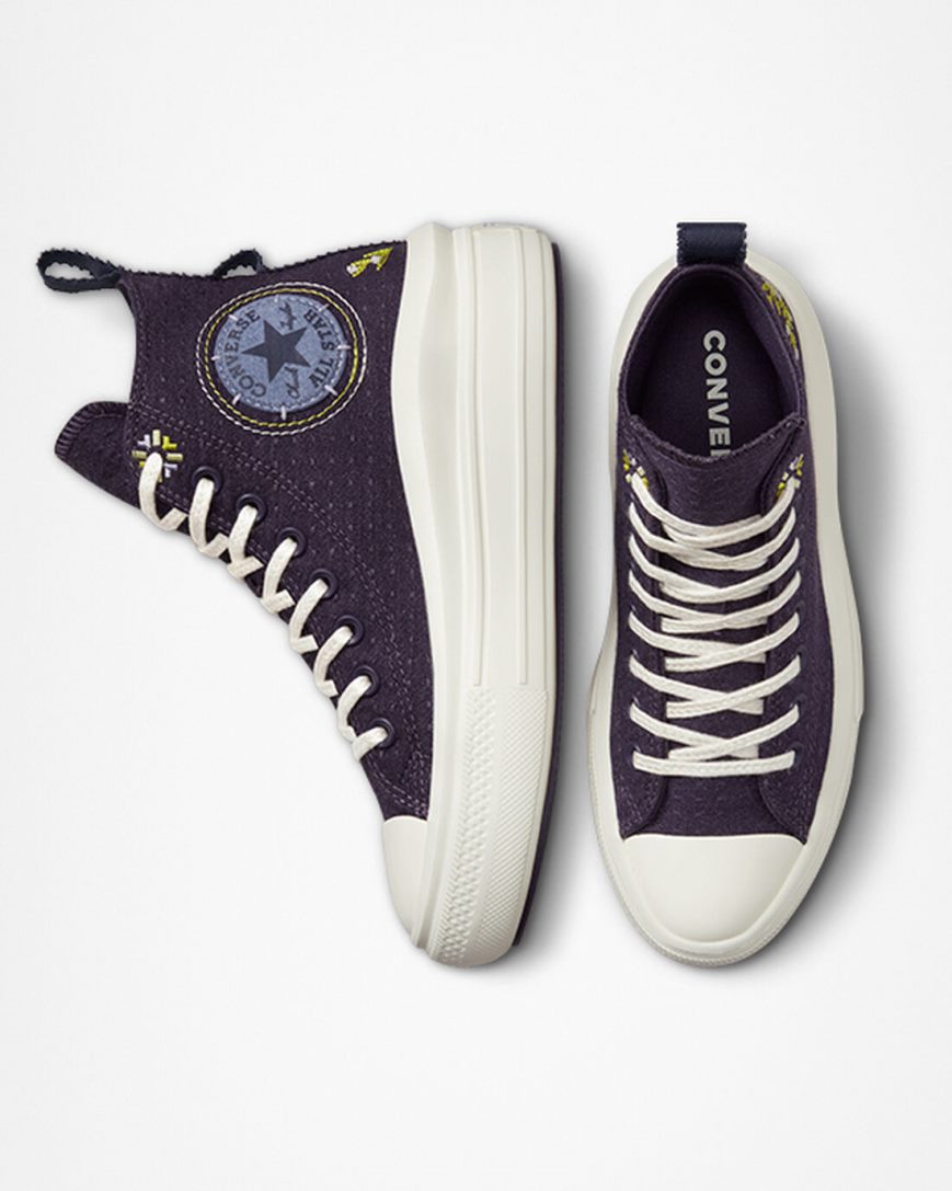 Converse Chuck Taylor All Star Move Autumn Embroidery Høye Platform Sko Dame Lilla | 920KDLFOT