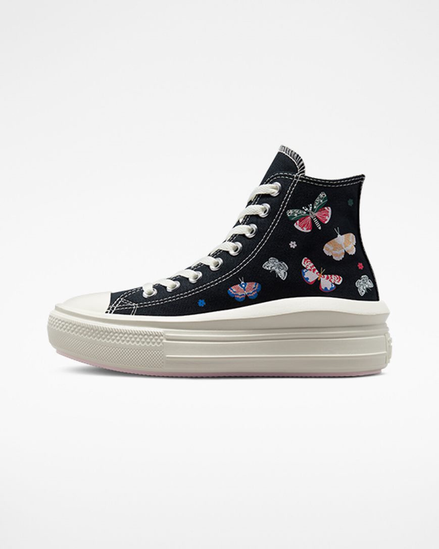 Converse Chuck Taylor All Star Move Butterfly Wings Høye Platform Sko Dame Svarte Rosa | 253EACSQK