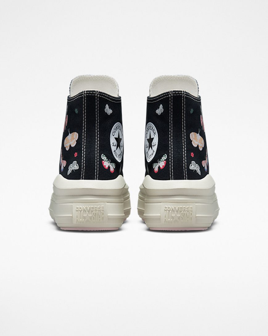 Converse Chuck Taylor All Star Move Butterfly Wings Høye Platform Sko Dame Svarte Rosa | 253EACSQK