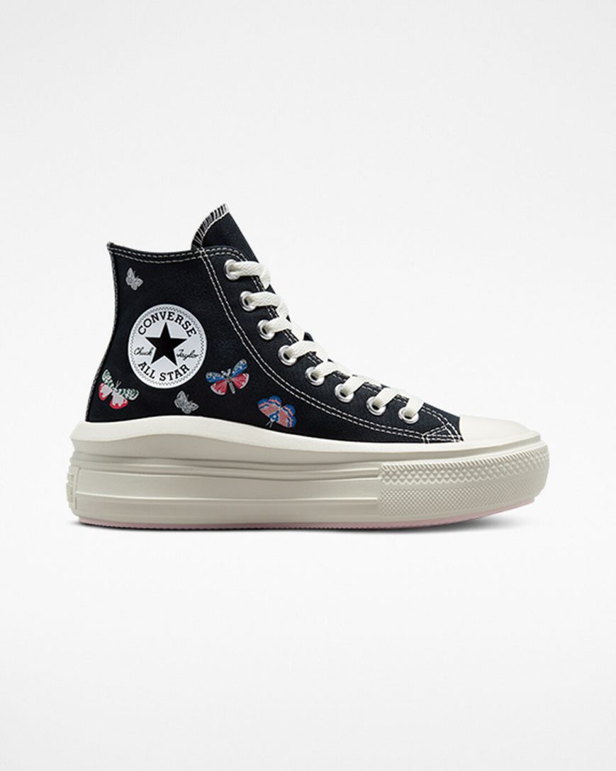 Converse Chuck Taylor All Star Move Butterfly Wings Høye Platform Sko Dame Svarte Rosa | 253EACSQK