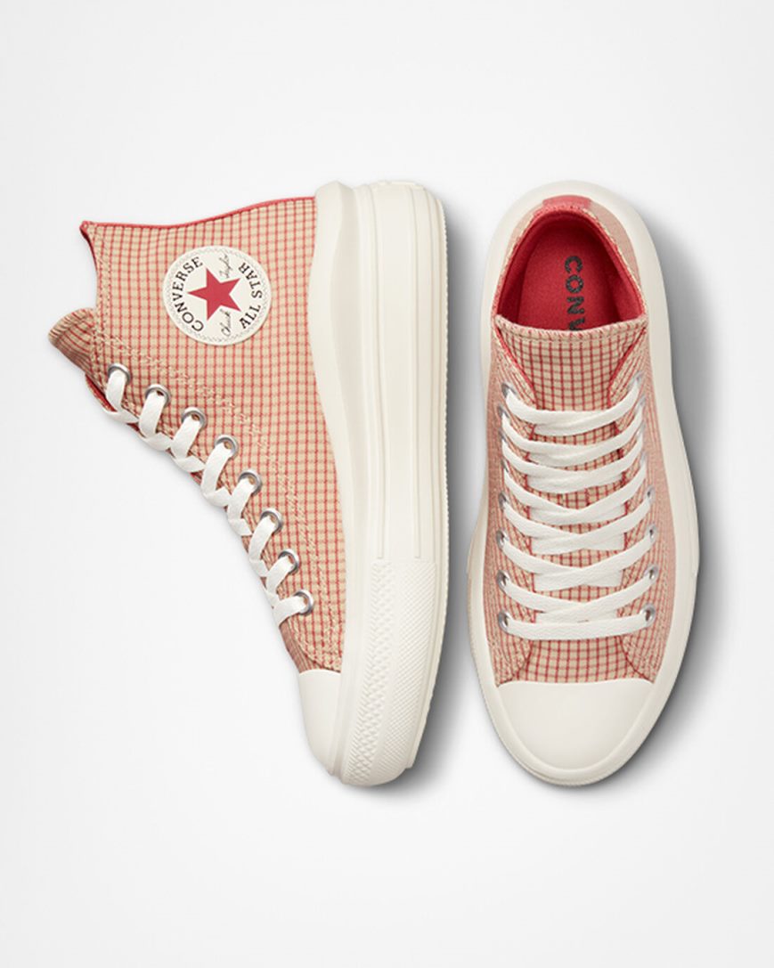 Converse Chuck Taylor All Star Move Checkered Høye Platform Sko Dame Aprikos | 243JLGIOS