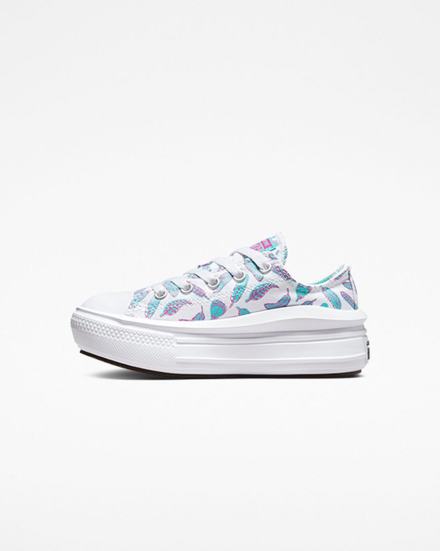 Converse Chuck Taylor All Star Move Feathers Lave Platform Sko Jente Hvite Lyse Turkis | 536HRPEFZ