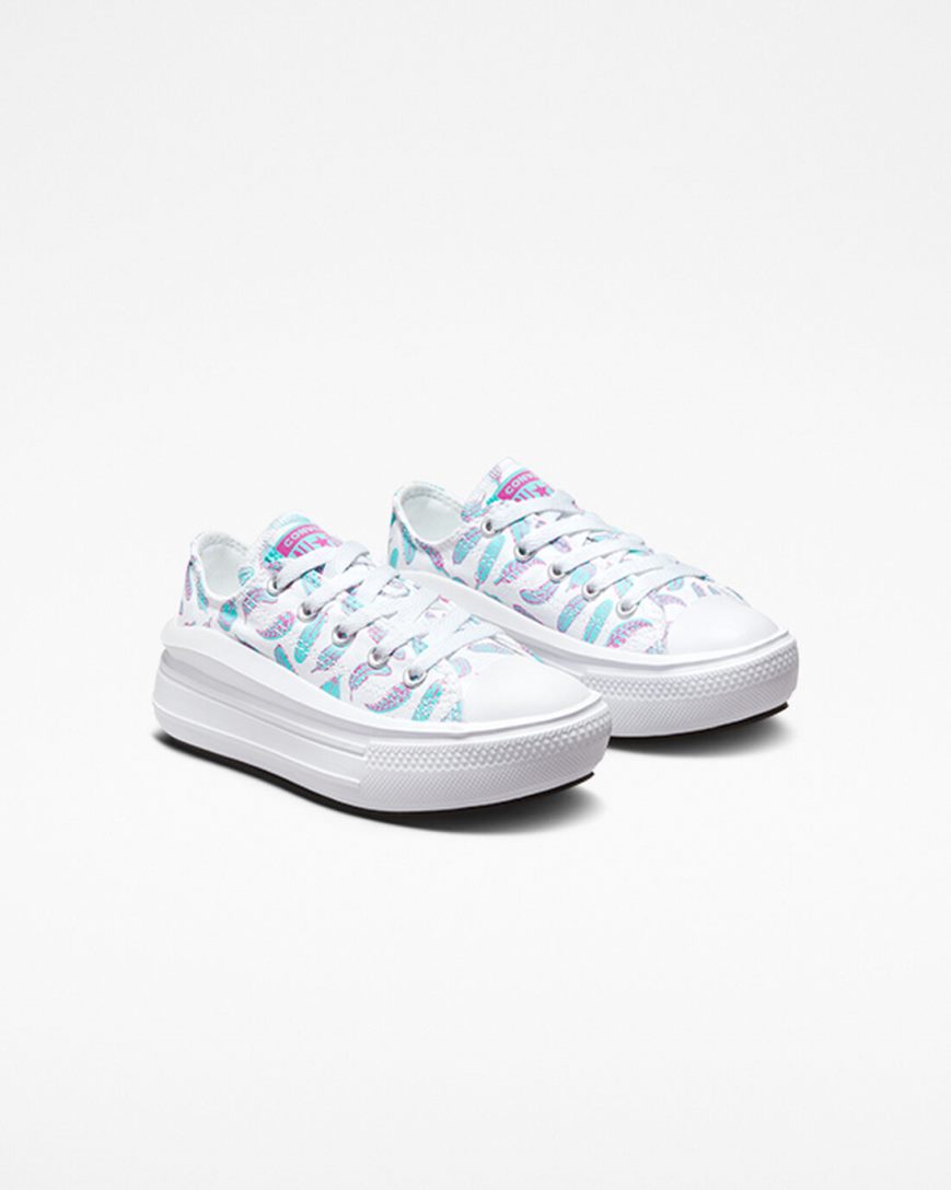 Converse Chuck Taylor All Star Move Feathers Lave Platform Sko Jente Hvite Lyse Turkis | 536HRPEFZ