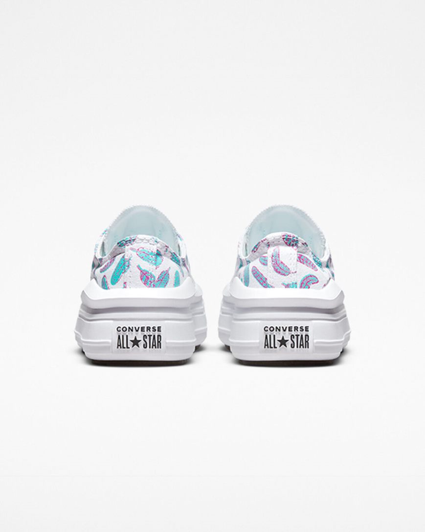 Converse Chuck Taylor All Star Move Feathers Lave Platform Sko Jente Hvite Lyse Turkis | 536HRPEFZ