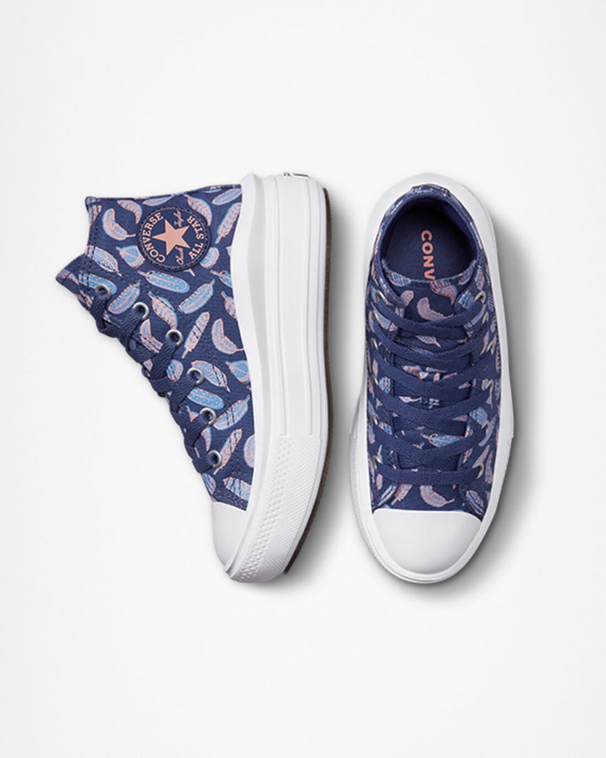 Converse Chuck Taylor All Star Move Feathers Høye Platform Sko Jente Lilla Kongeblå | 679RDESMK