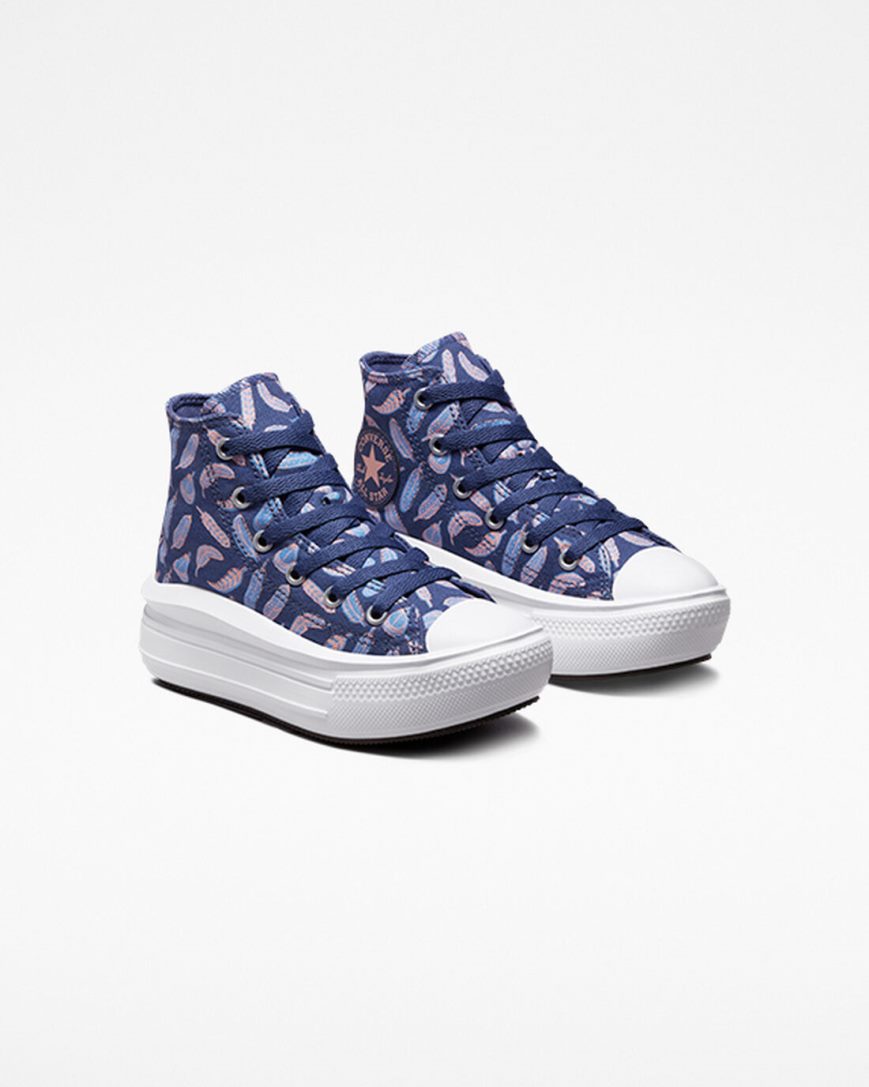 Converse Chuck Taylor All Star Move Feathers Høye Platform Sko Jente Lilla Kongeblå | 679RDESMK