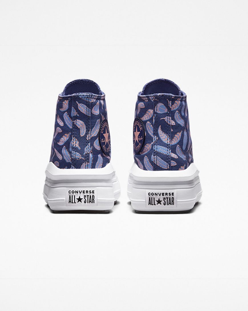 Converse Chuck Taylor All Star Move Feathers Høye Platform Sko Jente Lilla Kongeblå | 679RDESMK