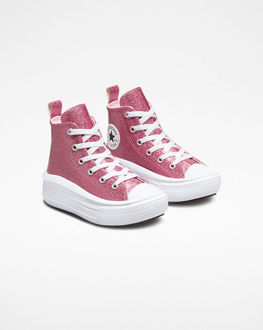 Converse Chuck Taylor All Star Move Glitter Høye Platform Sko Jente Rosa Lilla Hvite | 043SGVMFP