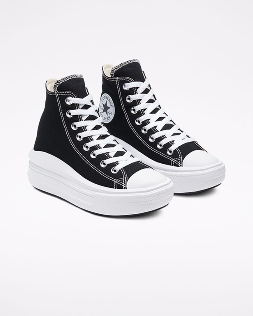 Converse Chuck Taylor All Star Move Høye Platform Sko Dame Svarte Beige Hvite | 197PTDBXK