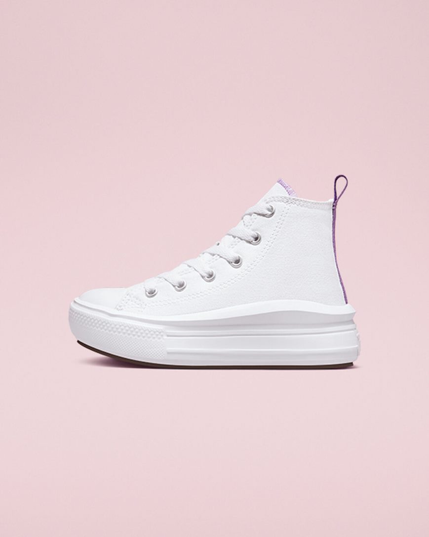 Converse Chuck Taylor All Star Move Høye Platform Sko Jente Hvite Lilla Hvite | 217DSZQWB