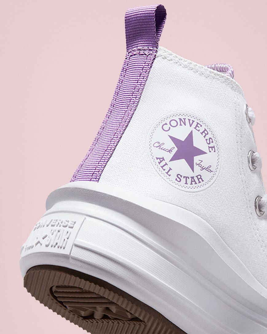 Converse Chuck Taylor All Star Move Høye Platform Sko Jente Hvite Lilla Hvite | 217DSZQWB