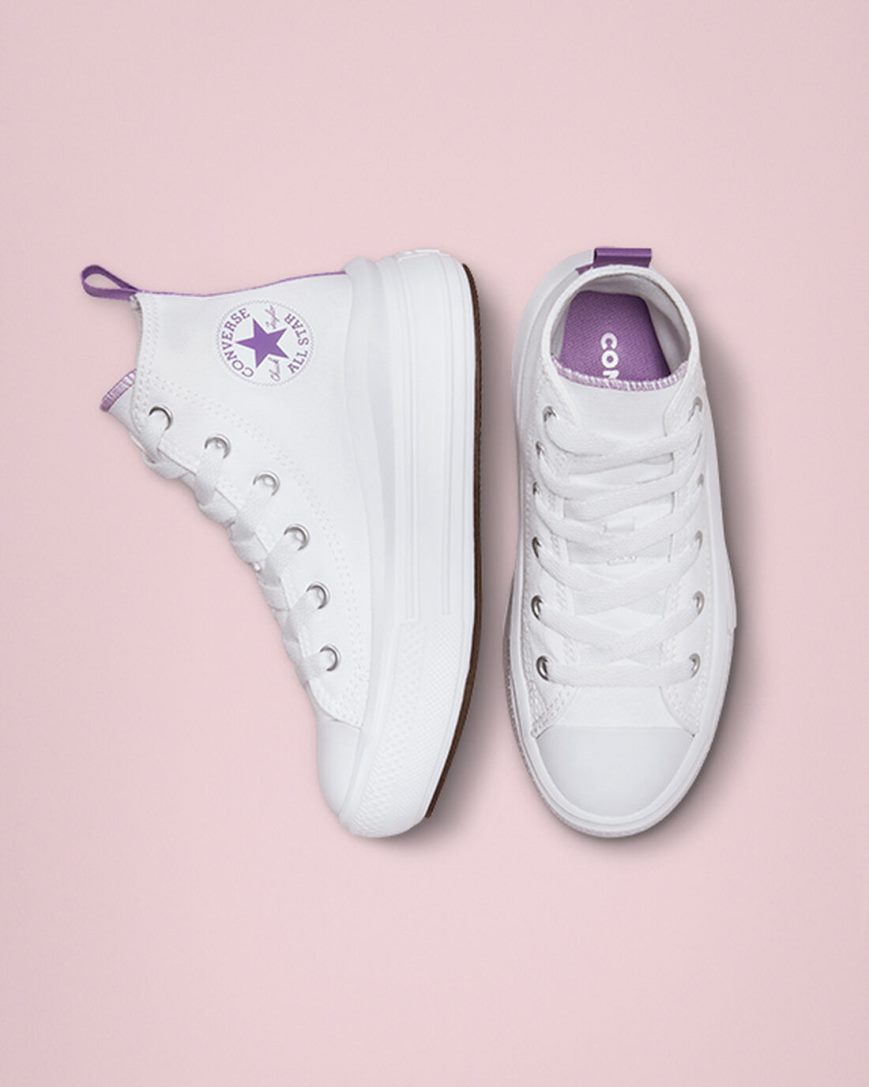 Converse Chuck Taylor All Star Move Høye Platform Sko Jente Hvite Lilla Hvite | 217DSZQWB