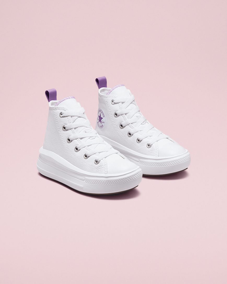 Converse Chuck Taylor All Star Move Høye Platform Sko Jente Hvite Lilla Hvite | 217DSZQWB