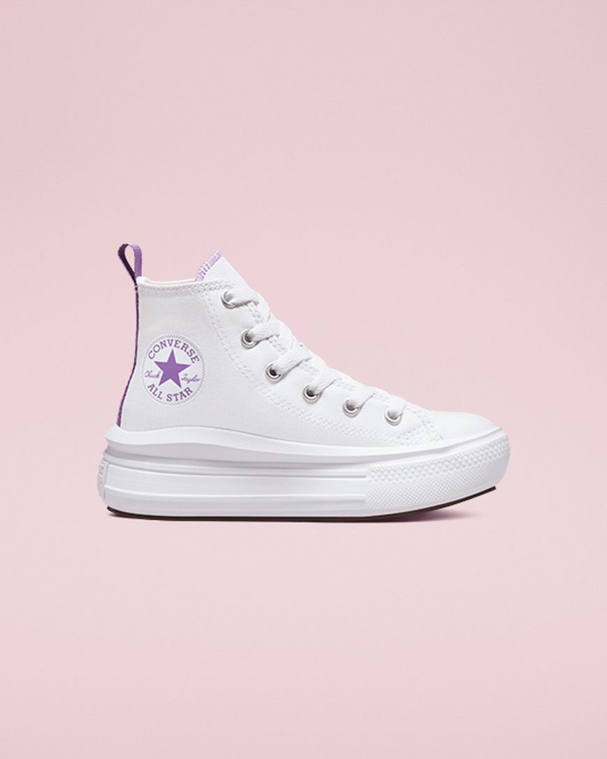 Converse Chuck Taylor All Star Move Høye Platform Sko Jente Hvite Lilla Hvite | 217DSZQWB