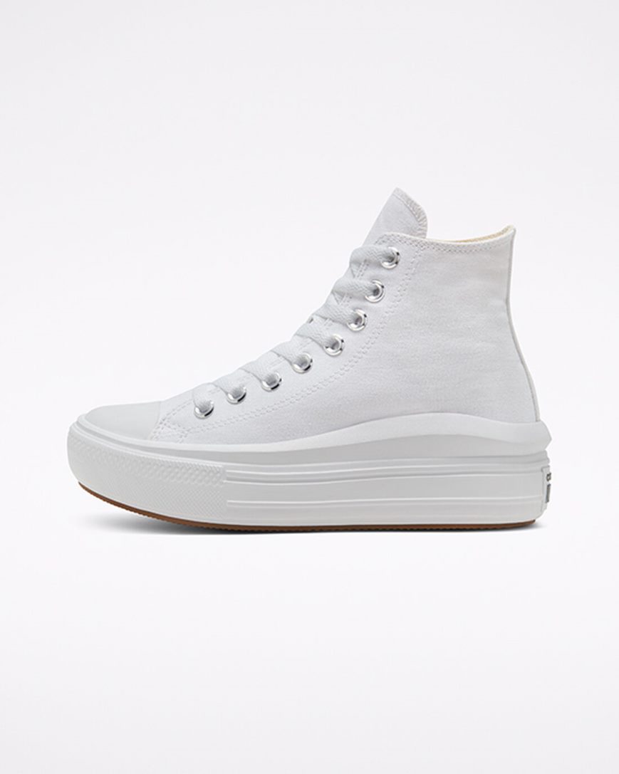 Converse Chuck Taylor All Star Move Høye Platform Sko Dame Hvite Beige Hvite Svarte | 875IWTFUX
