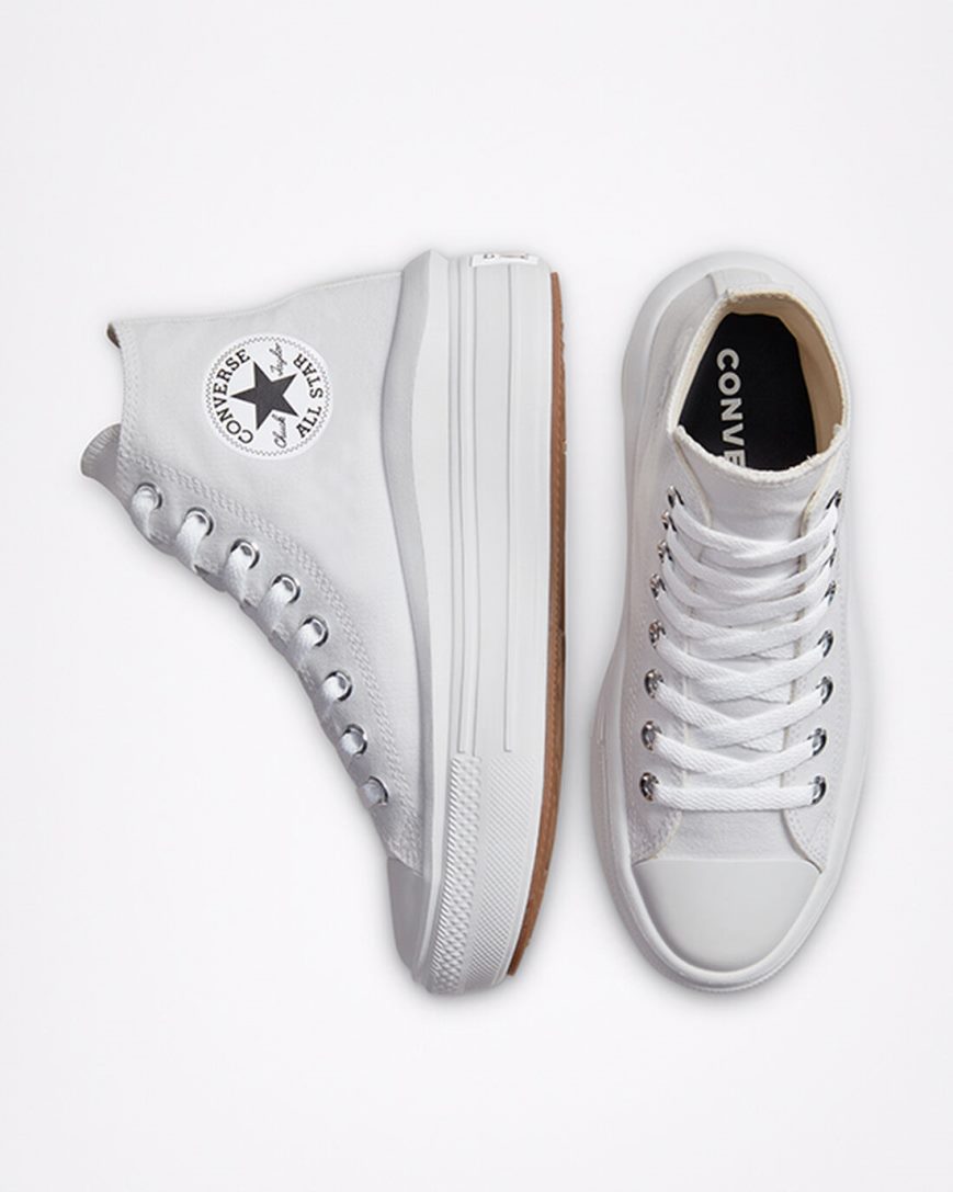 Converse Chuck Taylor All Star Move Høye Platform Sko Dame Hvite Beige Hvite Svarte | 875IWTFUX