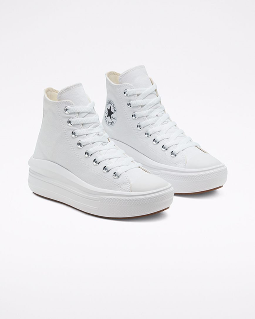 Converse Chuck Taylor All Star Move Høye Platform Sko Dame Hvite Beige Hvite Svarte | 875IWTFUX