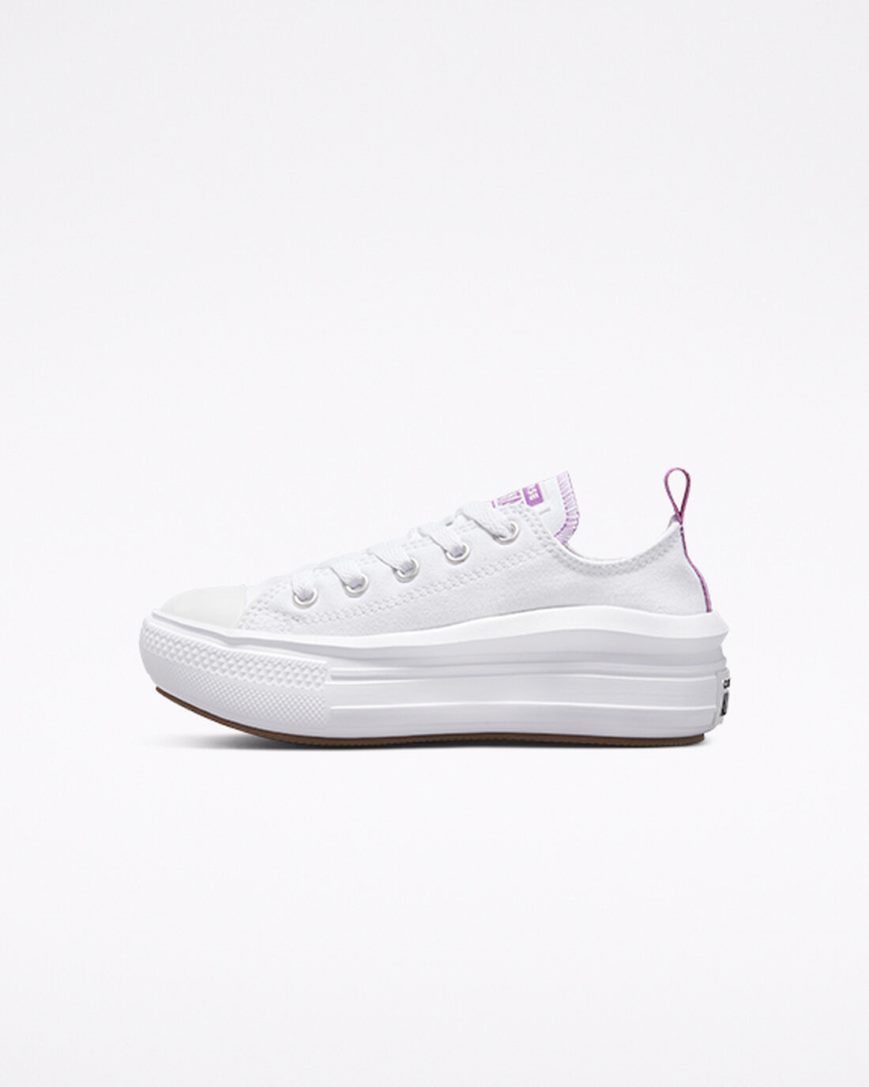 Converse Chuck Taylor All Star Move Lave Platform Sko Jente Hvite Lilla Hvite | 013NROQPL
