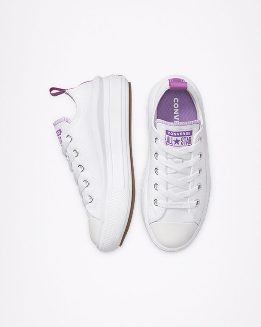 Converse Chuck Taylor All Star Move Lave Platform Sko Jente Hvite Lilla Hvite | 013NROQPL