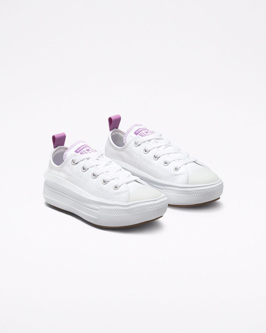 Converse Chuck Taylor All Star Move Lave Platform Sko Jente Hvite Lilla Hvite | 013NROQPL