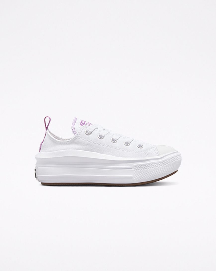 Converse Chuck Taylor All Star Move Lave Platform Sko Jente Hvite Lilla Hvite | 013NROQPL