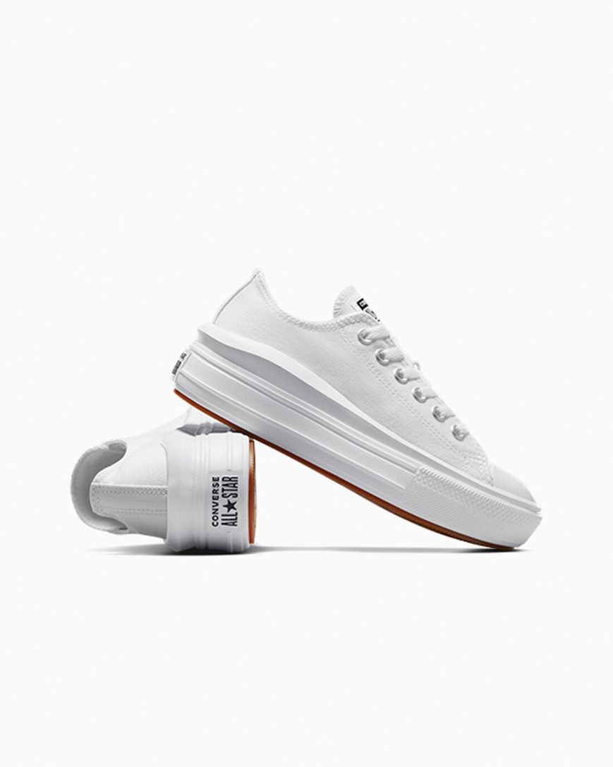 Converse Chuck Taylor All Star Move Lave Platform Sko Dame Hvite | 743DRYAHS
