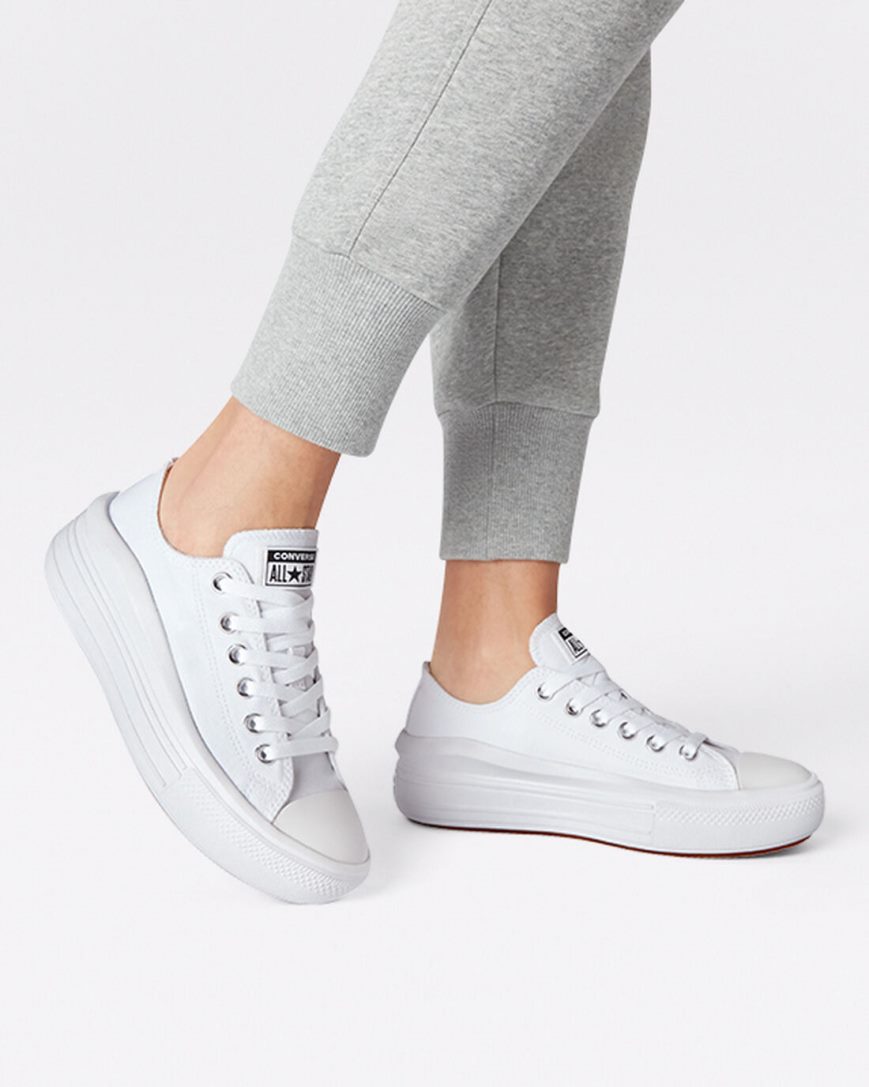 Converse Chuck Taylor All Star Move Lave Platform Sko Dame Hvite | 743DRYAHS