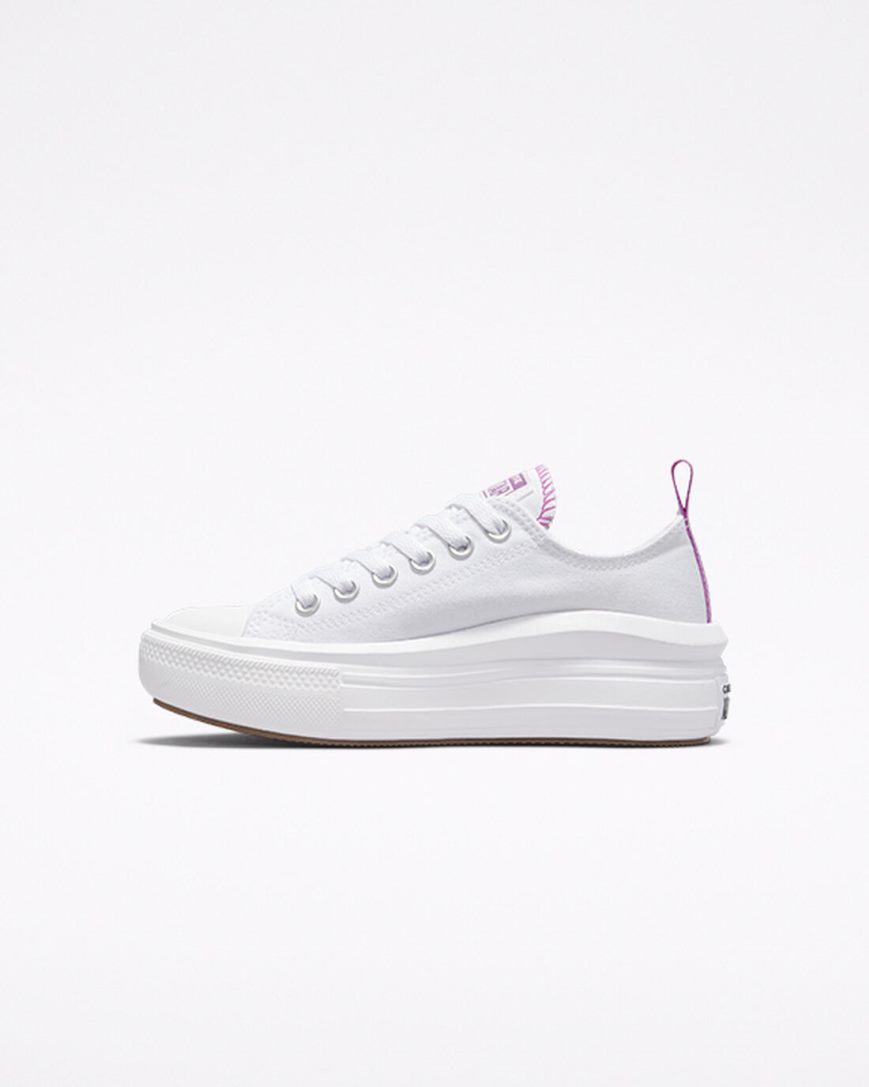 Converse Chuck Taylor All Star Move Lave Platform Sko Jente Hvite Lilla Hvite | 810PCWJTV