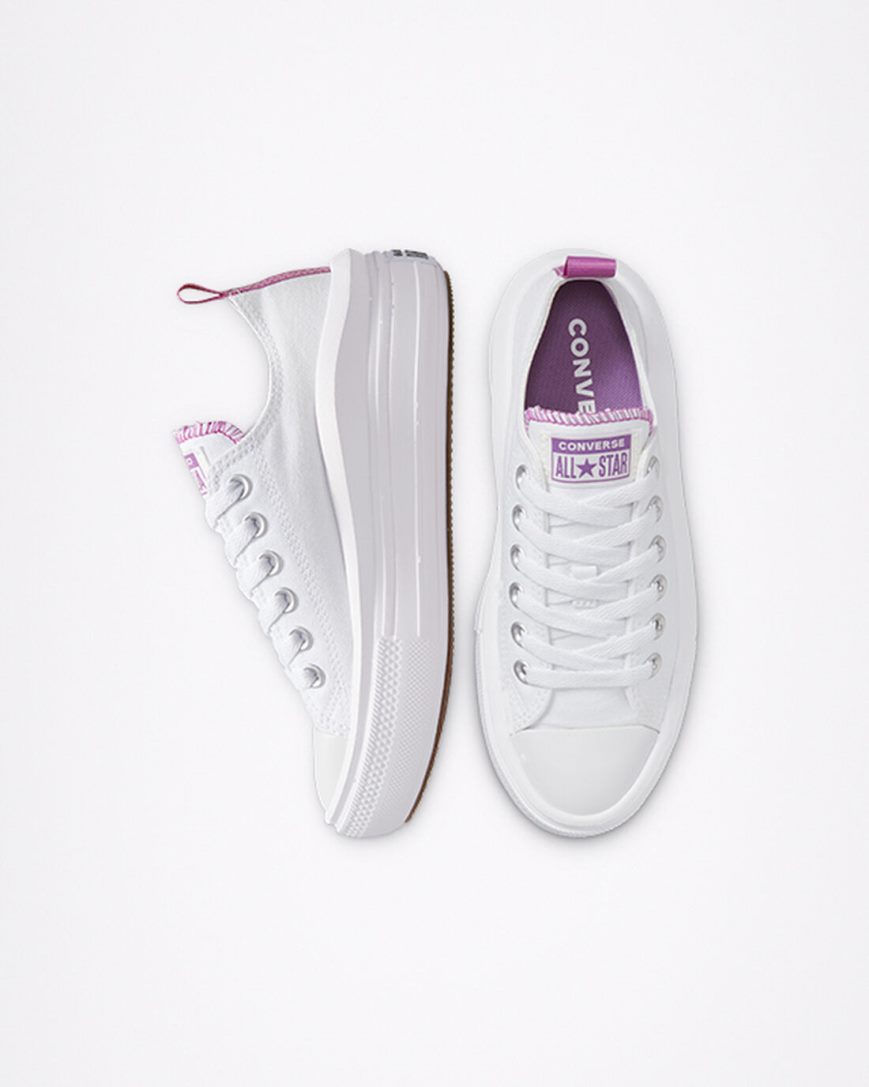 Converse Chuck Taylor All Star Move Lave Platform Sko Jente Hvite Lilla Hvite | 810PCWJTV