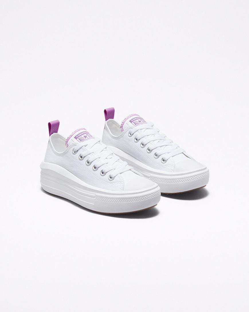 Converse Chuck Taylor All Star Move Lave Platform Sko Jente Hvite Lilla Hvite | 810PCWJTV