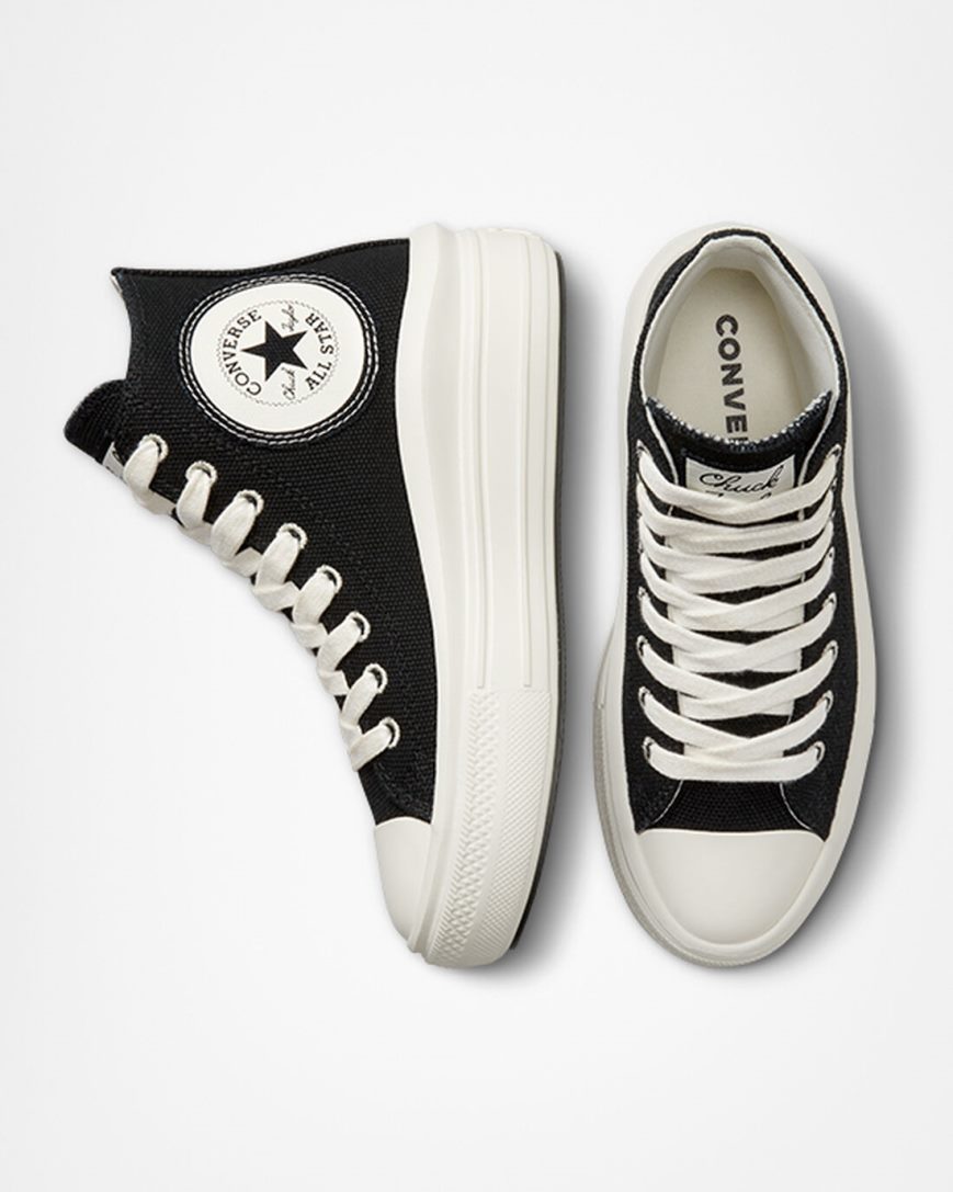 Converse Chuck Taylor All Star Move Oversized Patch Høye Platform Sko Dame Svarte Beige Hvite | 407COWJMA