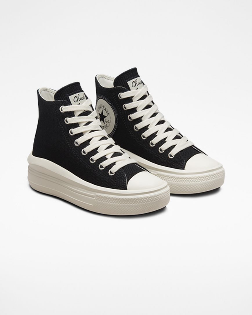 Converse Chuck Taylor All Star Move Oversized Patch Høye Platform Sko Dame Svarte Beige Hvite | 407COWJMA