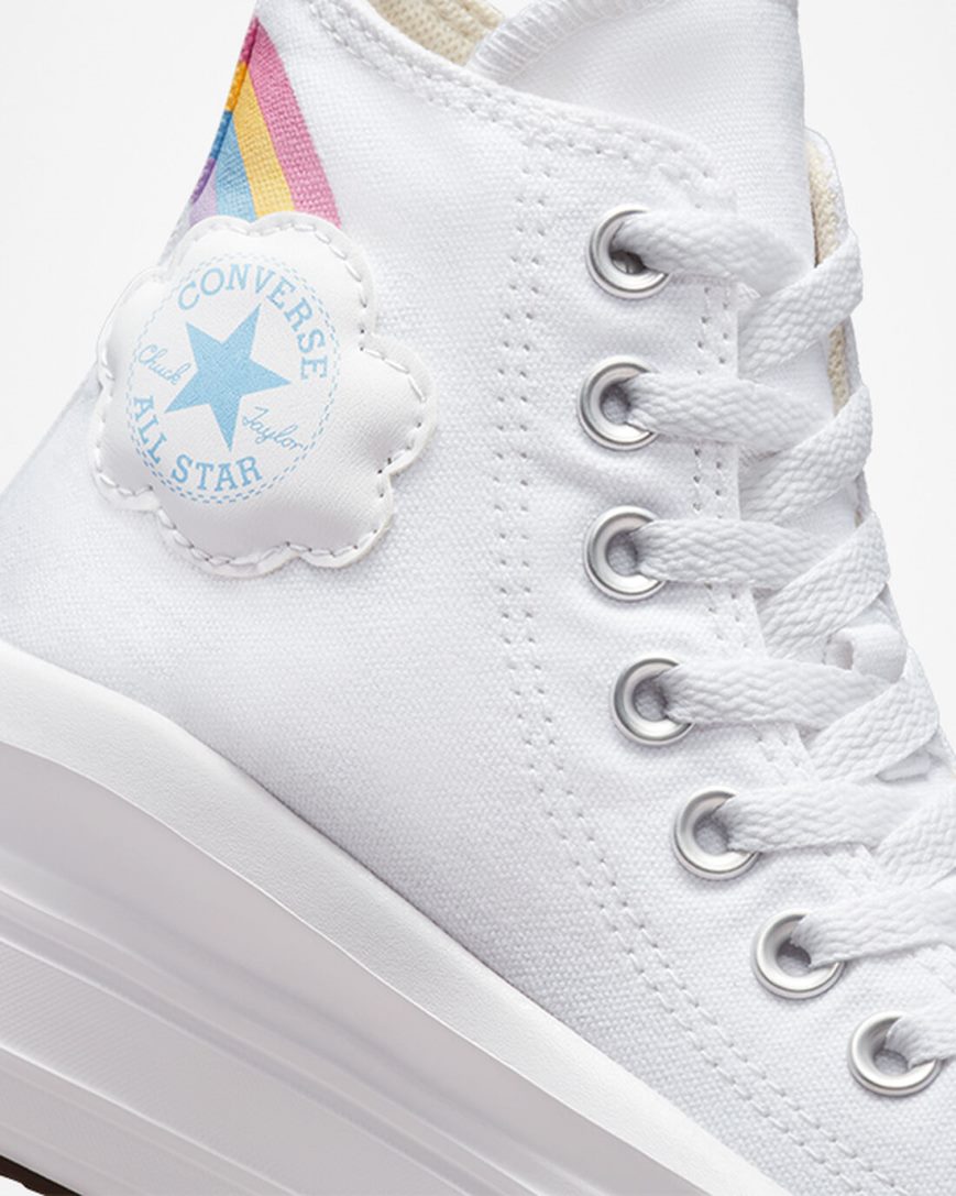Converse Chuck Taylor All Star Move Rainbow Cloud Høye Platform Sko Jente Hvite Blå Rosa | 052KMBGZH