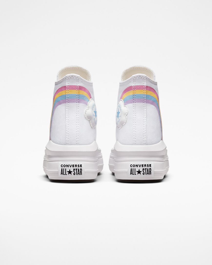 Converse Chuck Taylor All Star Move Rainbow Cloud Høye Platform Sko Jente Hvite Blå Rosa | 052KMBGZH