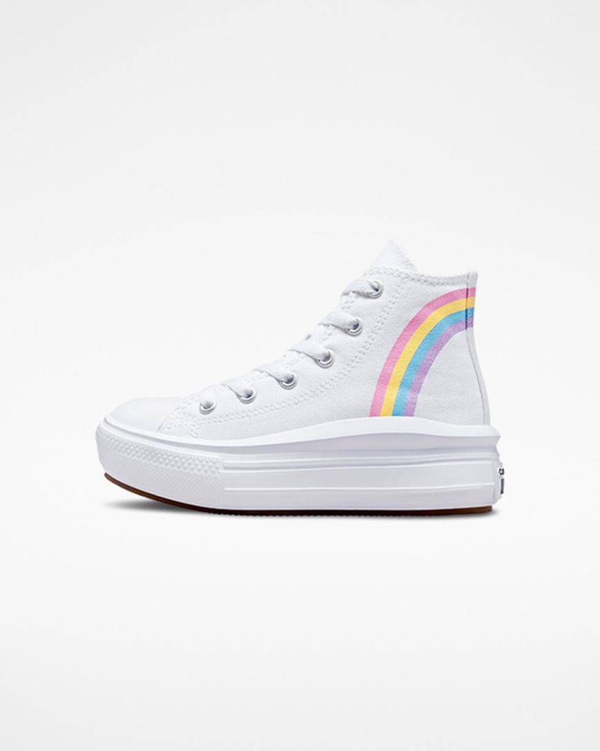Converse Chuck Taylor All Star Move Rainbow Cloud Høye Platform Sko Jente Hvite Blå Rosa | 204BZPARS