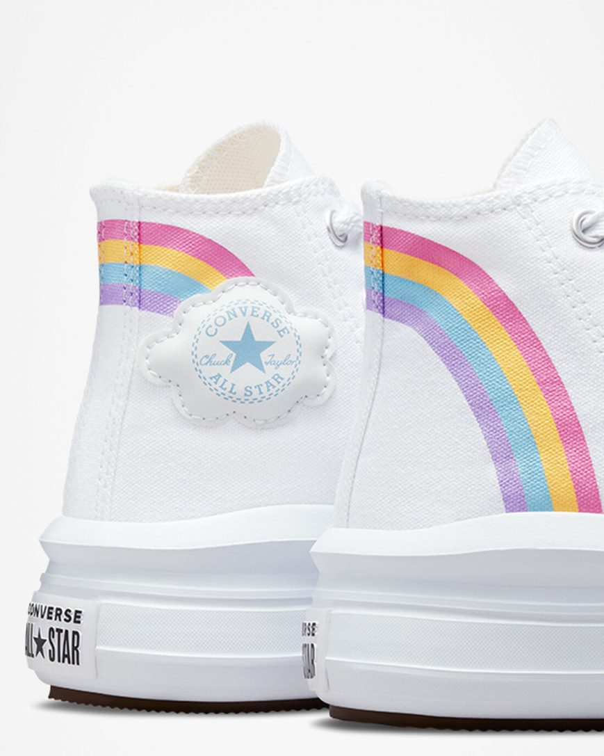 Converse Chuck Taylor All Star Move Rainbow Cloud Høye Platform Sko Jente Hvite Blå Rosa | 204BZPARS