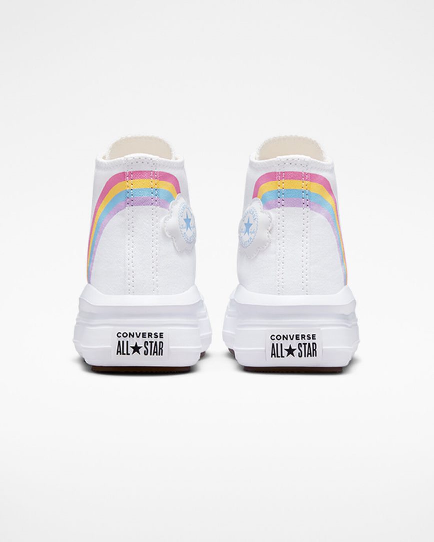 Converse Chuck Taylor All Star Move Rainbow Cloud Høye Platform Sko Jente Hvite Blå Rosa | 204BZPARS