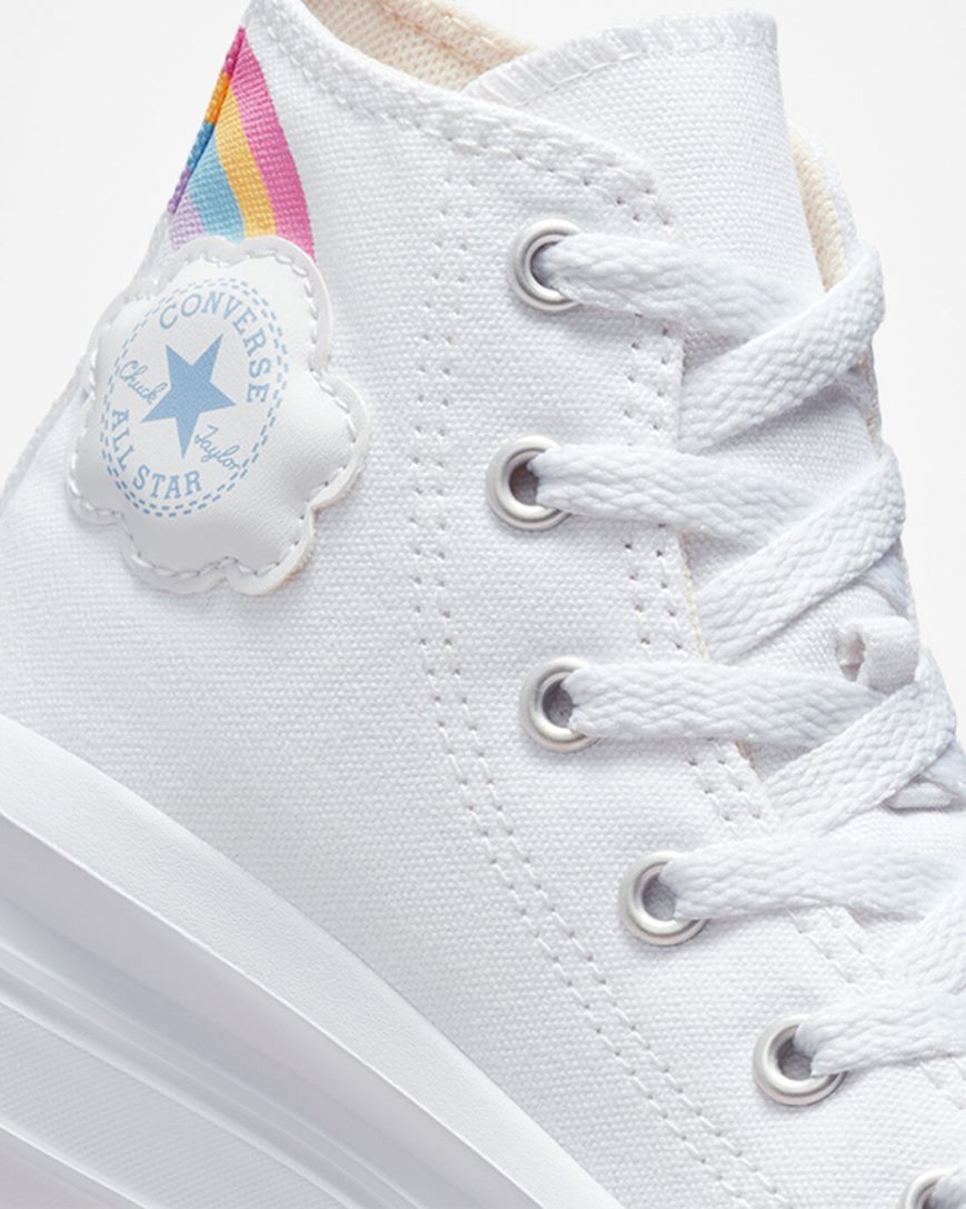 Converse Chuck Taylor All Star Move Rainbow Cloud Høye Platform Sko Jente Hvite Blå Rosa | 204BZPARS