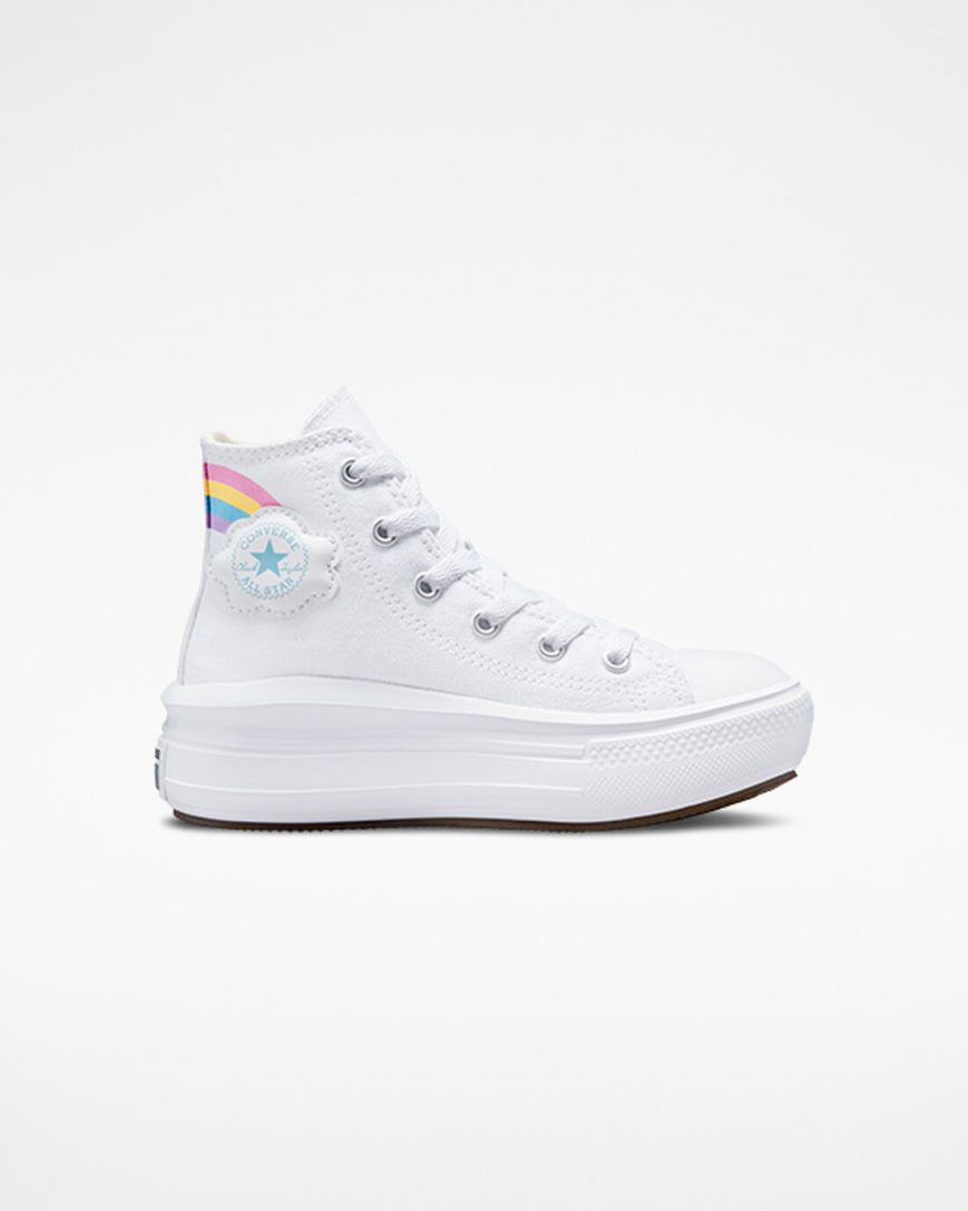 Converse Chuck Taylor All Star Move Rainbow Cloud Høye Platform Sko Jente Hvite Blå Rosa | 204BZPARS