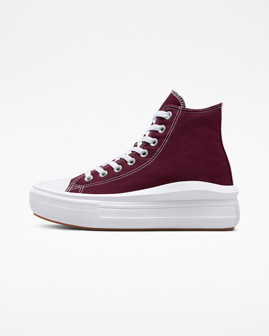 Converse Chuck Taylor All Star Move Seasonal Color Høye Platform Sko Dame Mørke Rød Hvite | 701SQVJEO