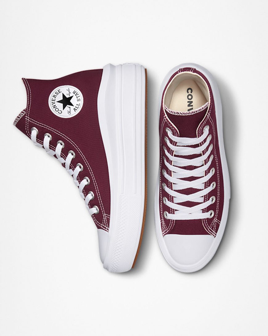 Converse Chuck Taylor All Star Move Seasonal Color Høye Platform Sko Dame Mørke Rød Hvite | 701SQVJEO