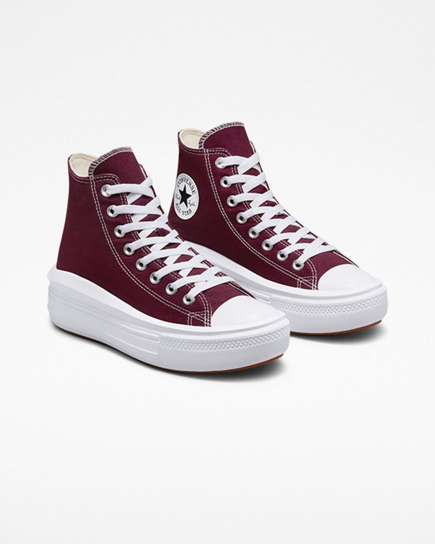 Converse Chuck Taylor All Star Move Seasonal Color Høye Platform Sko Dame Mørke Rød Hvite | 701SQVJEO