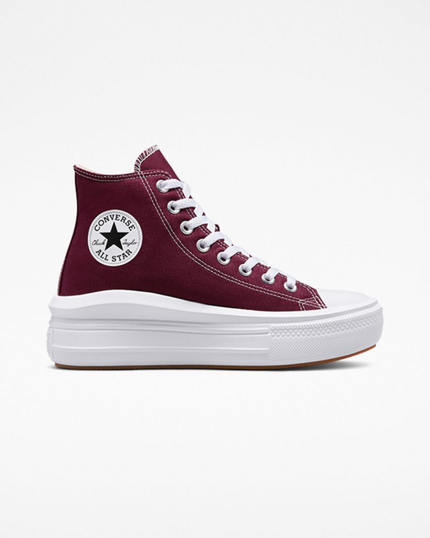 Converse Chuck Taylor All Star Move Seasonal Color Høye Platform Sko Dame Mørke Rød Hvite | 701SQVJEO